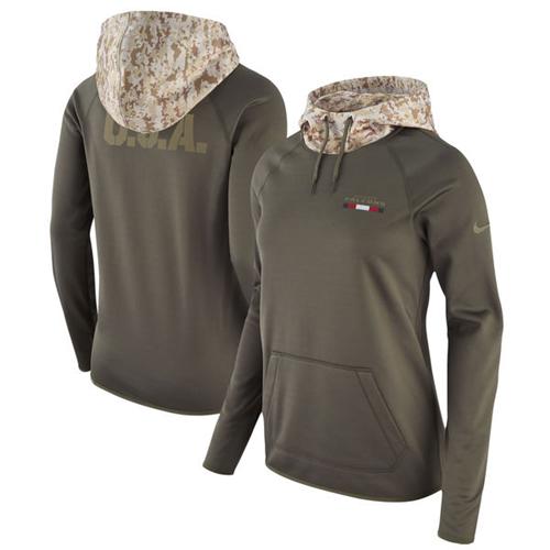 Women's Atlanta Falcons Nike Olive Salute to Service Performance Pullover Hoodie - Click Image to Close